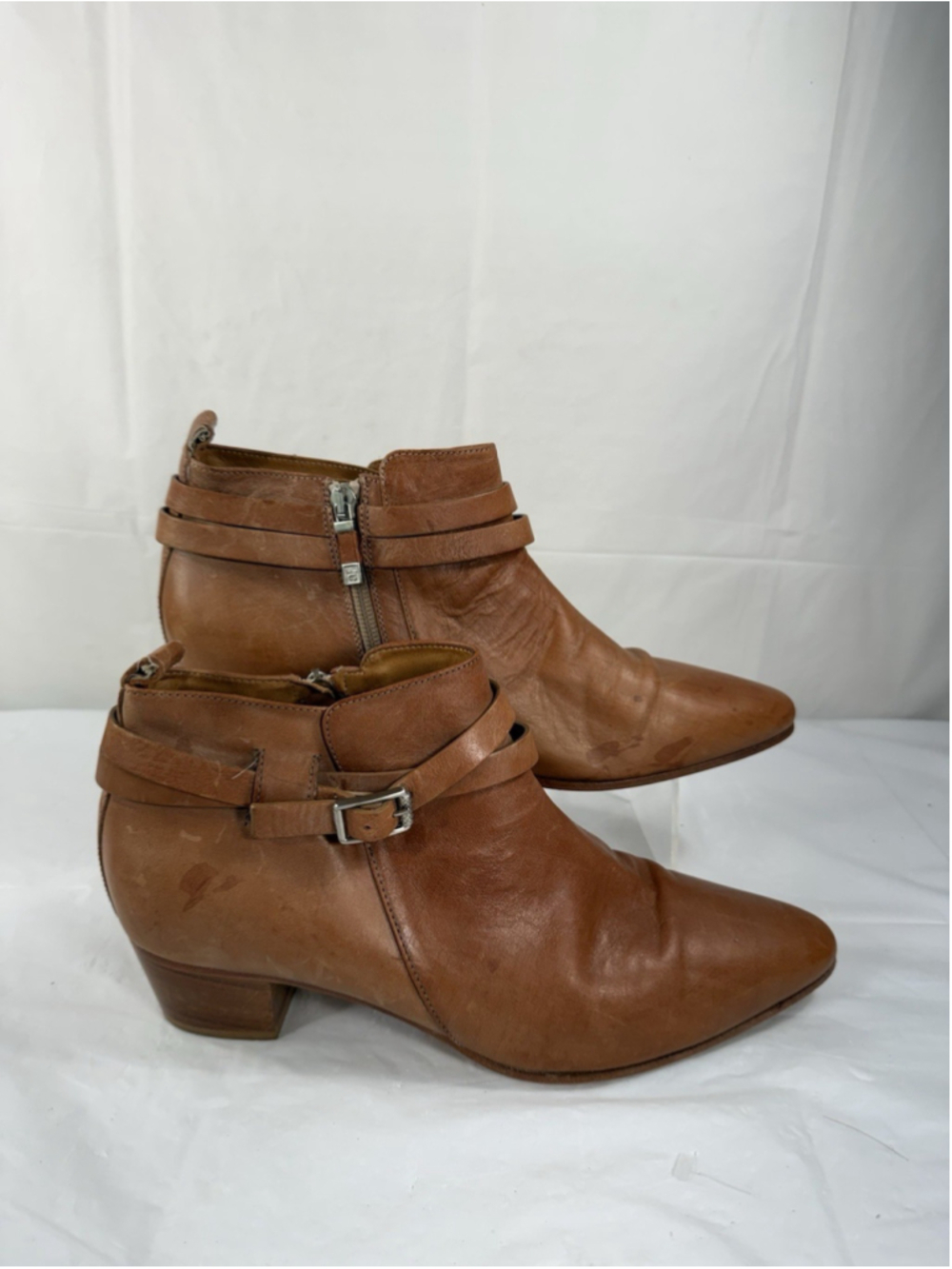 Alberto Fermani Vana tan Leather Belted Ankle Booties size 39.5